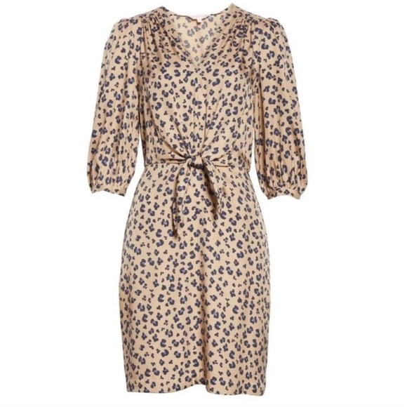 Rebecca Taylor Silk Cheetah Tie Front Dress Size 6 - Picture 14 of 14